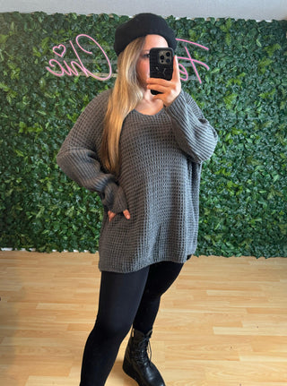 Pullover Elisa Vokuhila Oversize Dunkelgrau