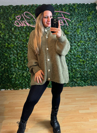 Cardigan mit Knöpfen Khaki