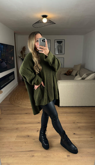Pullover Elli Vokuhila Oversize Khaki