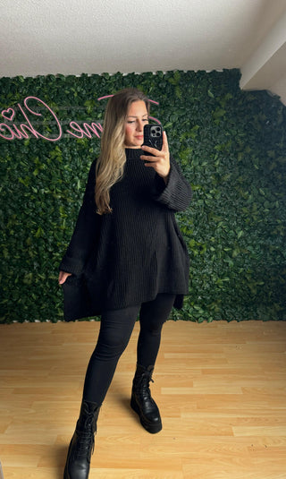 Pullover Elli Vokuhila Oversize Schwarz