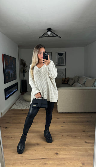 Pullover Elisa Vokuhila Oversize Creme
