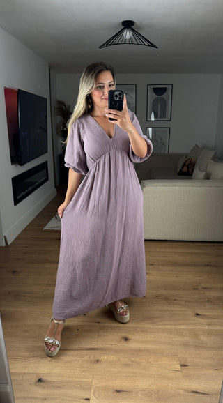 Musselin Maxikleid Liara lila