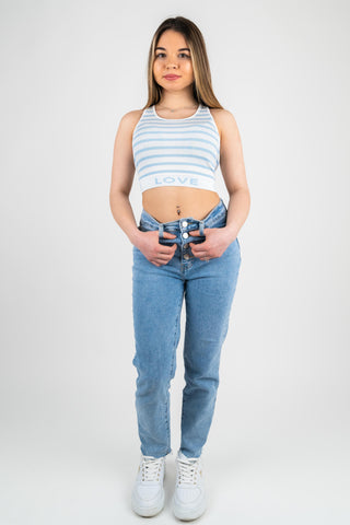 Crop Top Love Hellblau