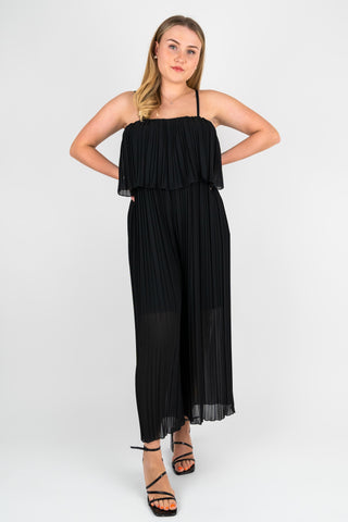 Jumpsuit Rosalie mit Plisseefalten Schwarz