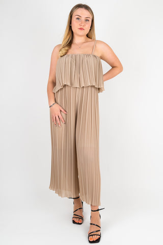 Jumpsuit Rosalie mit Plisseefalten Beige