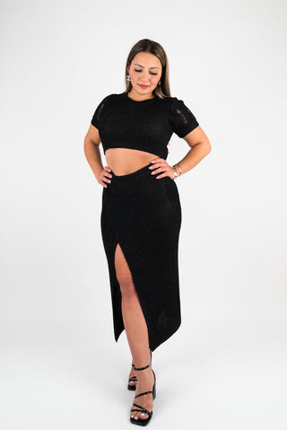 Crop Strick T-Shirt Jasmin mit Lochmuster