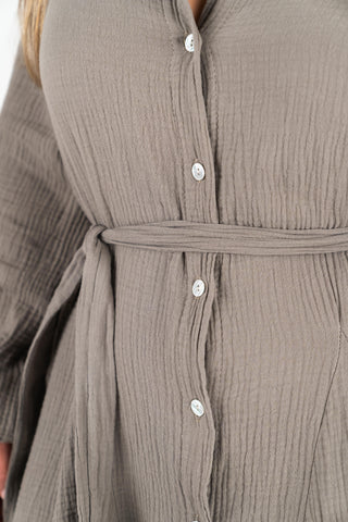 Musselin Kleid Grace Taupe