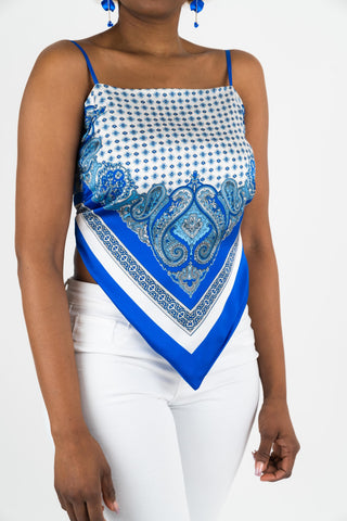 Satin Top Jenny mit Paisleymuster Blau