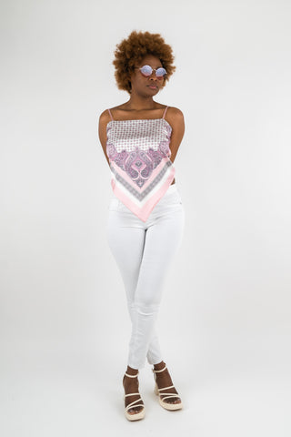 Satin Top Jenny mit Paisleymuster Rosa