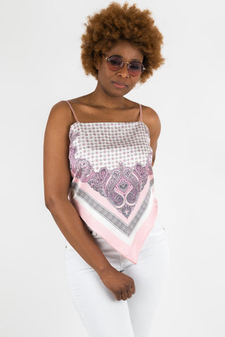 Satin Top Jenny mit Paisleymuster Rosa
