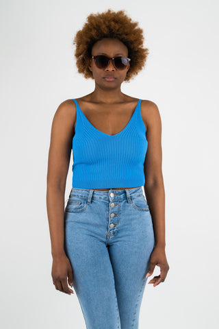 Stricktop Lilly mit V-Ausschnitt Blau