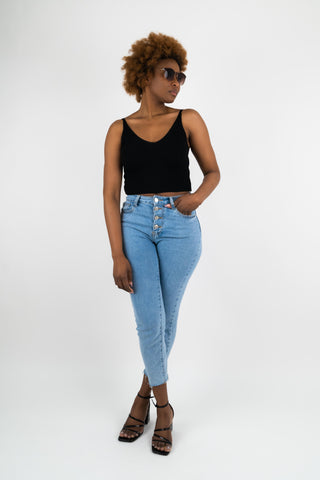 High Waist Jeans Mira mit Knopfleiste
