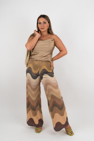 Palazzo Hose Laura mit Glitzerfäden Beige