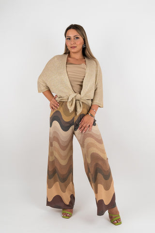 Palazzo Hose Laura mit Glitzerfäden Beige
