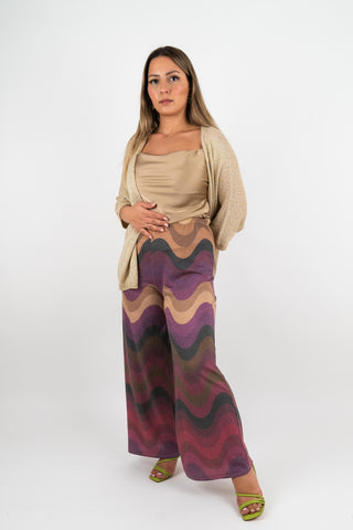 Palazzo Hose Laura mit Glitzerfäden Lila