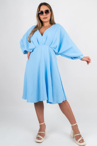 Kleid Celina mit Fledermausärmeln Hellblau
