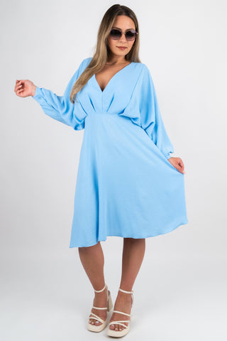 Kleid Celina mit Fledermausärmeln Hellblau