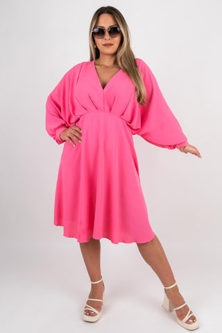 Kleid Celina mit Fledermausärmeln Pink