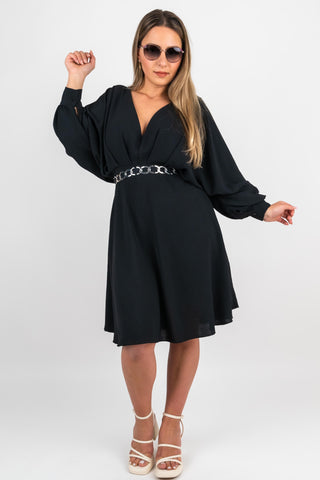 Kleid Celina mit Fledermausärmeln Schwarz