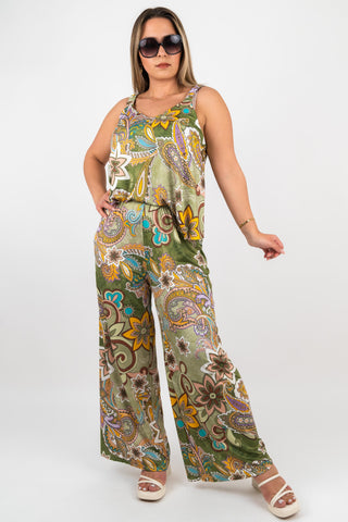 Top Sabrina mit Paisley Muster Khaki