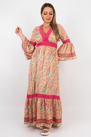 Maxikleid Adelina im Boho Look Pink