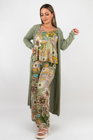Top Sabrina mit Paisley Muster Khaki