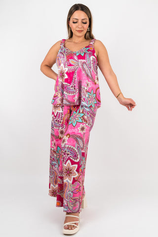 Top Sabrina mit Paisley Muster Pink