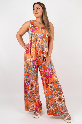 Top Sabrina mit Paisley Muster Orange