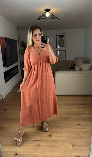 Musselin Maxikleid Liara orange