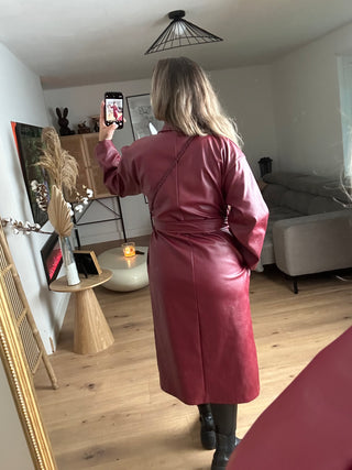 Kunstleder Mantel Maria Dunkelrot
