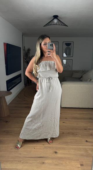 Musselin Bandeau Kleid Laren Beige