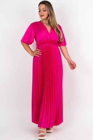 Maxikleid im Satin Look Bianca Pink