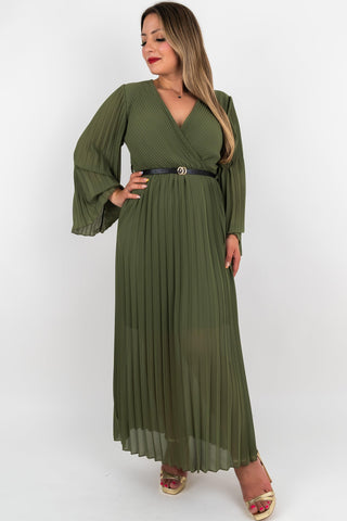 Plissee Maxikleid Valentina Khaki