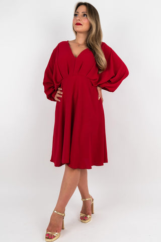 Kleid Celina mit Fledermausärmeln Bordeaux