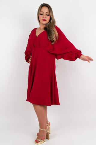 Kleid Celina mit Fledermausärmeln Bordeaux