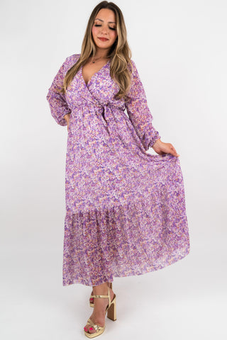 Maxi Blumenkleid Selena Flieder