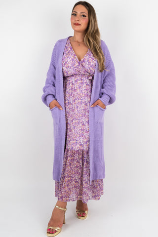 Strickjacke Nele Lang Flieder