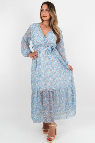 Maxi Blumenkleid Selena Hellblau