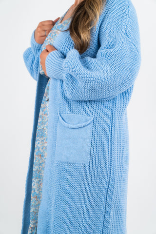 Strickjacke Nele Lang Hellblau