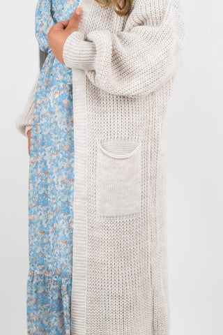 Strickjacke Nele Lang Beige