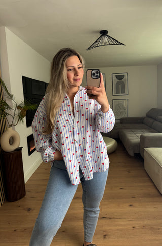 Musselin Bluse Fiorenza mit Herzprint