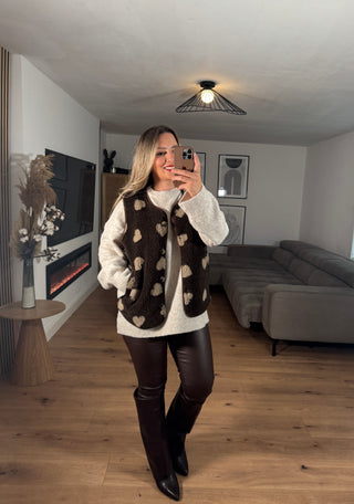 Teddyfell Weste Veya mit Herzmuster