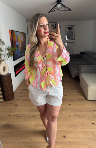 Musselin Bluse Alva mit Streifen-Print