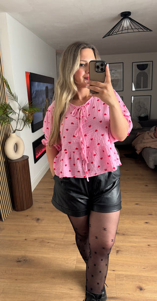 Musselin Bluse Maila mit Herzchen-Print