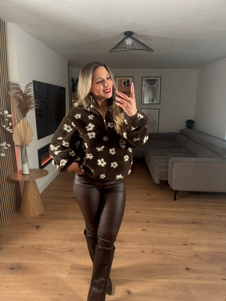 Teddyfell Jacke Vesper mit Blumenmuster