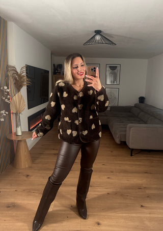 Teddyfell Jacke Astra mit Herzmuster