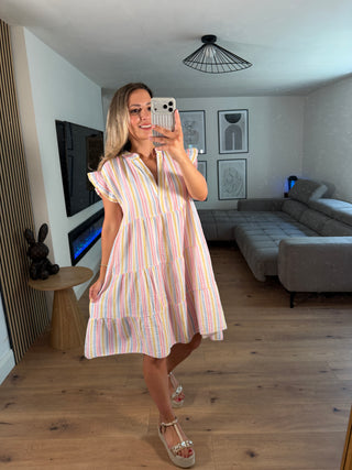 Musselin Kleid Zia Gestreift