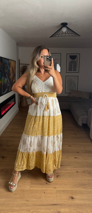 Maxikleid im Boho Look Gelb