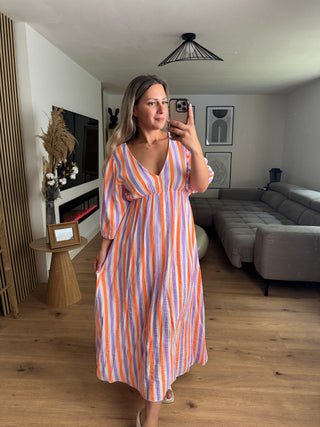 Musselin Maxikleid Brisa Gestreift