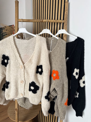 Strickjacke Calanthe mit Blumenmuster